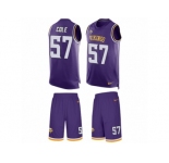 Men's Nike Minnesota Vikings #57 Audie Cole Limited Purple Tank Top Suit NFL Jersey