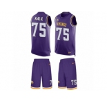 Men's Nike Minnesota Vikings #75 Matt Kalil Limited Purple Tank Top Suit NFL Jersey