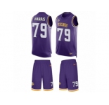 Men's Nike Minnesota Vikings #79 Michael Harris Limited Purple Tank Top Suit NFL Jersey