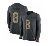 Men's Nike Minnesota Vikings #8 Kirk Cousins Limited Black Salute to Service Therma Long Sleeve NFL Jersey