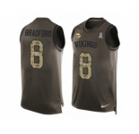 Men's Nike Minnesota Vikings #8 Sam Bradford Limited Green Salute to Service Tank Top NFL Jersey
