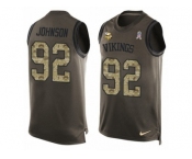 Men's Nike Minnesota Vikings #92 Tom Johnson Limited Green Salute to Service Tank Top NFL Jersey