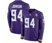 Men's Nike Minnesota Vikings #94 Jaleel Johnson Limited Purple Therma Long Sleeve NFL Jersey