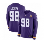 Men's Nike Minnesota Vikings #98 Linval Joseph Limited Purple Therma Long Sleeve NFL Jersey