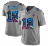 Minnesota Vikings #18 Justin Jefferson Men's Nike Multi-Color 2020 NFL Crucial Catch NFL Jersey Greyheather
