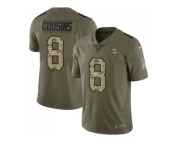 Nike Minnesota Vikings #8 Kirk Cousins Olive Camo Men Stitched NFL Limited 2017 Salute to Service Jersey