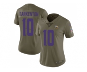 Women Nike Minnesota Vikings #10 Fran Tarkenton Olive Stitched NFL Limited 2017 Salute to Service Jersey