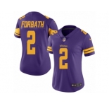 Women Nike Minnesota Vikings #2 Kai Forbath Limited Purple Rush Vapor Untouchable NFL Jersey