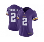Women Nike Minnesota Vikings #2 Kai Forbath Purple Team Color Vapor Untouchable Limited Player NFL Jersey