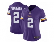 Women Nike Minnesota Vikings #2 Kai Forbath Purple Team Color Vapor Untouchable Limited Player NFL Jersey