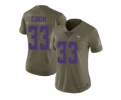 Women Nike Minnesota Vikings #33 Dalvin Cook Olive Stitched NFL Limited 2017 Salute to Service Jersey