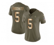 Women Nike Minnesota Vikings #5 Teddy Bridgewater Limited Olive Gold 2017 Salute to Service NFL Jersey