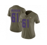 Women Nike Minnesota Vikings #61 Joe Berger Limited Olive 2017 Salute to Service NFL Jersey