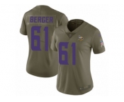 Women Nike Minnesota Vikings #61 Joe Berger Limited Olive 2017 Salute to Service NFL Jersey