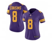 Women Nike Minnesota Vikings #8 Kirk Cousins Purple Stitched NFL Limited Rush Jersey