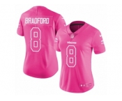 Women Nike Minnesota Vikings #8 Sam Bradford Limited Pink Rush Fashion NFL Jersey