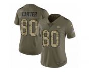 Women Nike Minnesota Vikings #80 Cris Carter Limited Olive Camo 2017 Salute to Service NFL Jerse