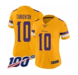 Women's Minnesota Vikings #10 Fran Tarkenton Limited Gold Inverted Legend 100th Season Football Jersey