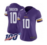 Women's Minnesota Vikings #10 Fran Tarkenton Purple Team Color Vapor Untouchable Limited Player 100th Season Football Jersey