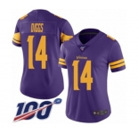Women's Minnesota Vikings #14 Stefon Diggs Limited Purple Rush Vapor Untouchable 100th Season Football Jersey