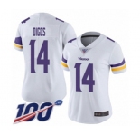 Women's Minnesota Vikings #14 Stefon Diggs White Vapor Untouchable Limited Player 100th Season Football Jersey