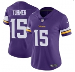 Women's Minnesota Vikings #15 Dallas Turner Purple 2024 Draft Vapor Football Stitched Jersey