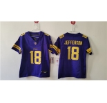 Women's Minnesota Vikings #18 Justin Jefferson Purple Color Rush F.U.S.E. Limited Football Stitched Jersey