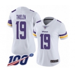 Women's Minnesota Vikings #19 Adam Thielen White Vapor Untouchable Limited Player 100th Season Football Jersey