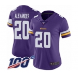 Women's Minnesota Vikings #20 Mackensie Alexander Purple Team Color Vapor Untouchable Limited Player 100th Season Football Jersey