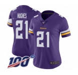 Women's Minnesota Vikings #21 Mike Hughes Purple Team Color Vapor Untouchable Limited Player 100th Season Football Jers