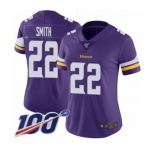 Women's Minnesota Vikings #22 Harrison Smith Purple Team Color Vapor Untouchable Limited Player 100th Season Football Jersey