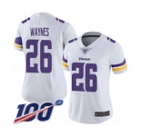Women's Minnesota Vikings #26 Trae Waynes White Vapor Untouchable Limited Player 100th Season Football Jersey