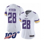 Women's Minnesota Vikings #28 Adrian Peterson White Vapor Untouchable Limited Player 100th Season Football Jersey