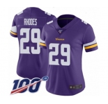 Women's Minnesota Vikings #29 Xavier Rhodes Purple Team Color Vapor Untouchable Limited Player 100th Season Football Jersey