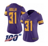 Women's Minnesota Vikings #31 Ameer Abdullah Limited Purple Rush Vapor Untouchable 100th Season Football Jersey