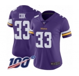 Women's Minnesota Vikings #33 Dalvin Cook Purple Team Color Vapor Untouchable Limited Player 100th Season Football Jersey