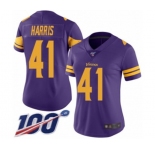 Women's Minnesota Vikings #41 Anthony Harris Limited Purple Rush Vapor Untouchable 100th Season Football Jersey