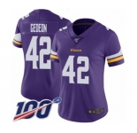 Women's Minnesota Vikings #42 Ben Gedeon Purple Team Color Vapor Untouchable Limited Player 100th Season Football Jersey