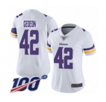 Women's Minnesota Vikings #42 Ben Gedeon White Vapor Untouchable Limited Player 100th Season Football Jersey