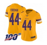 Women's Minnesota Vikings #44 Chuck Foreman Limited Gold Inverted Legend 100th Season Football Jersey