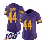 Women's Minnesota Vikings #44 Chuck Foreman Limited Purple Rush Vapor Untouchable 100th Season Football Jersey