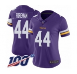 Women's Minnesota Vikings #44 Chuck Foreman Purple Team Color Vapor Untouchable Limited Player 100th Season Football Jersey