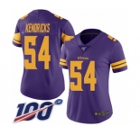 Women's Minnesota Vikings #54 Eric Kendricks Limited Purple Rush Vapor Untouchable 100th Season Football Jersey