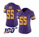 Women's Minnesota Vikings #55 Anthony Barr Limited Purple Rush Vapor Untouchable 100th Season Football Jersey