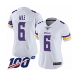 Women's Minnesota Vikings #6 Matt Wile White Vapor Untouchable Limited Player 100th Season Football Jersey