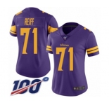 Women's Minnesota Vikings #71 Riley Reiff Limited Purple Rush Vapor Untouchable 100th Season Football Jersey