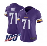 Women's Minnesota Vikings #71 Riley Reiff Purple Team Color Vapor Untouchable Limited Player 100th Season Football Jersey