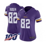 Women's Minnesota Vikings #82 Kyle Rudolph Purple Team Color Vapor Untouchable Limited Player 100th Season Football Jersey