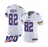 Women's Minnesota Vikings #82 Kyle Rudolph White Vapor Untouchable Limited Player 100th Season Football Jersey