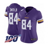 Women's Minnesota Vikings #84 Irv Smith Jr. Purple Team Color Vapor Untouchable Limited Player 100th Season Football Jersey